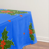 Nappe Noël Holly Red Berry Motif sur Festive Blue (In Situ)