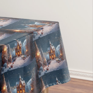 Nappe Noël Maison en pain d'épices Nuit étoilée