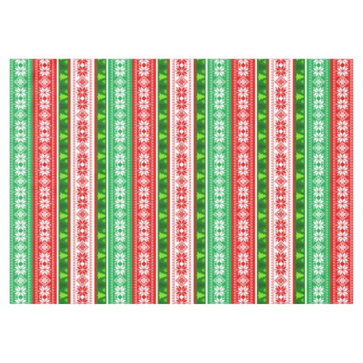 NAPPE NOËL ORNAMENTS DESIGN ROUGE BLANC VERT (Devant (Horizontal))