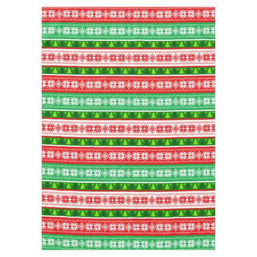 NAPPE NOËL ORNAMENTS DESIGN ROUGE BLANC VERT (Devant)