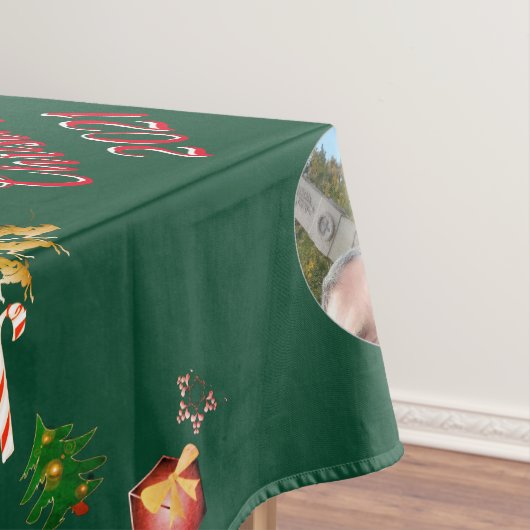 Nappe Noël Père Noël et Reindeer 2 Photos Écharpe (In Situ)