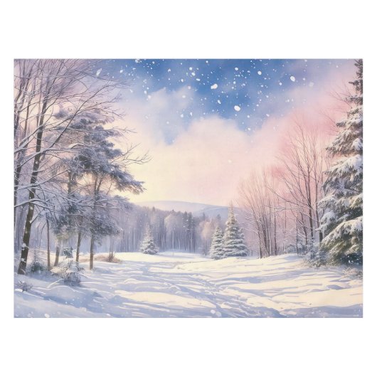 Nappe Noël pins enneigés paysage enneigé (Devant (Horizontal))