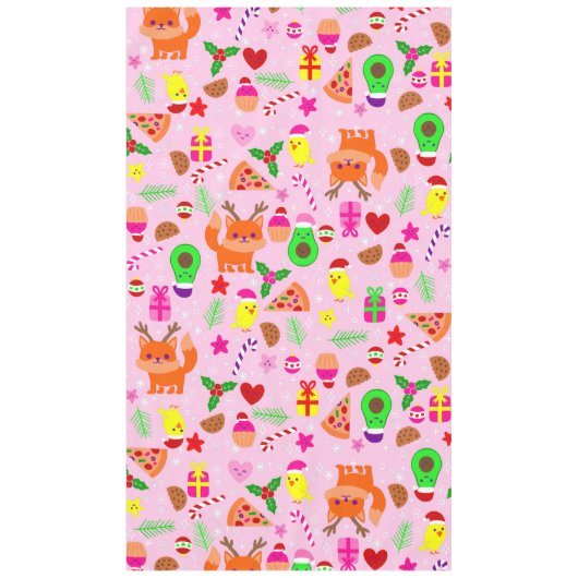Nappe noël pizza chick oiseau avocado rose (Devant)