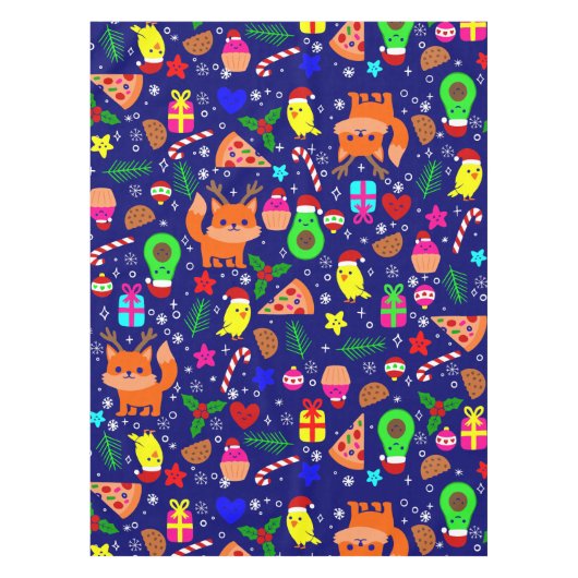 Nappe noël pizza chick oiseau avocat bleu (Devant)