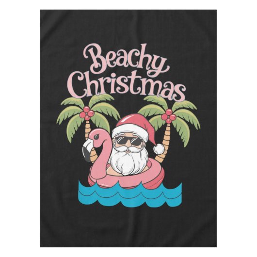 Nappe Noël Plage Tropicale Vacances Santa Plage (Devant)