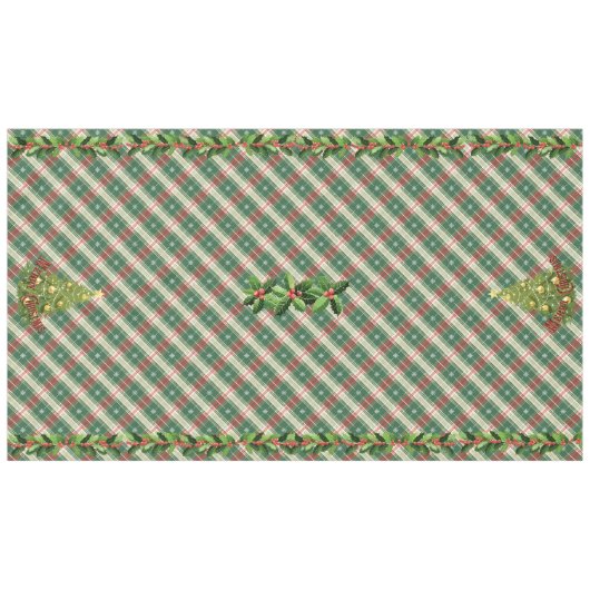 Nappe Noël Plaid blanc et vert avec rouge (Devant (Horizontal))