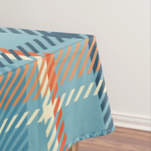 Nappe Noël Plaid Check bleu beige blanc motif