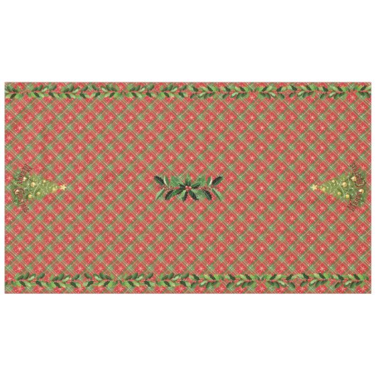 Nappe Noël Plaid Rouge, Vert, avec Gold Stars (Devant (Horizontal))