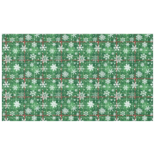 Nappe Noël Plaid vert avec des flocons blancs (Devant (Horizontal))