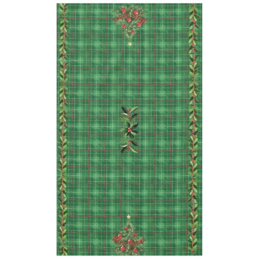 Nappe Noël Plaid vert avec rouge (Devant)