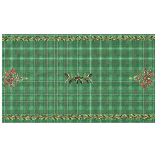 Nappe Noël Plaid vert avec rouge (Devant (Horizontal))