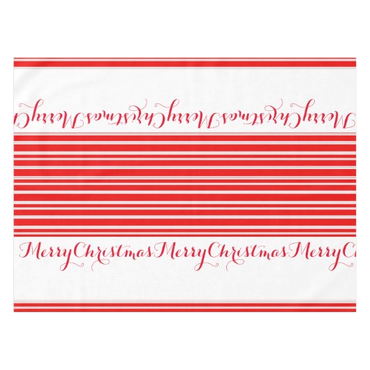 Nappe Noël rayé rouge et blanc de sucre de canne Joyeux (Devant (Horizontal))