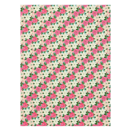 Nappe Noël rose Poinsettias (Devant)
