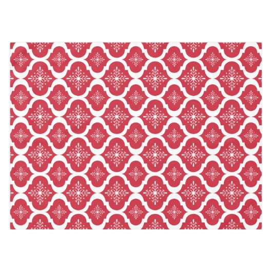Nappe Noël Rouge Blanc Snowflakes Lattice Motif (Devant (Horizontal))