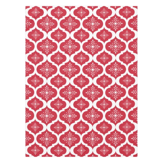 Nappe Noël Rouge Blanc Snowflakes Lattice Motif (Devant)