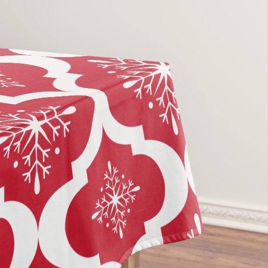 Nappe Noël Rouge Blanc Snowflakes Lattice Motif (In Situ)
