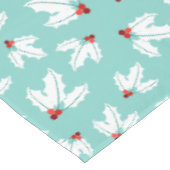 Nappe Noël rouge de baies de feuillage blanc turquoise (Angle)