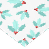 Nappe Noël rouge de baies de feuillage turquoise blanc (Angle)