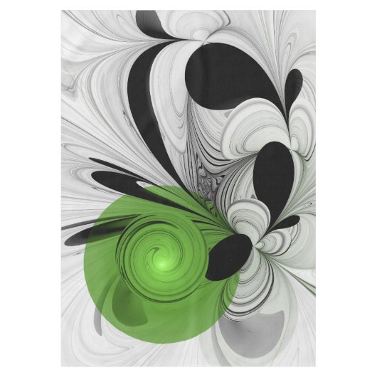 Nappe Noir Abstrait et blanc avec art fractal vert (Devant)