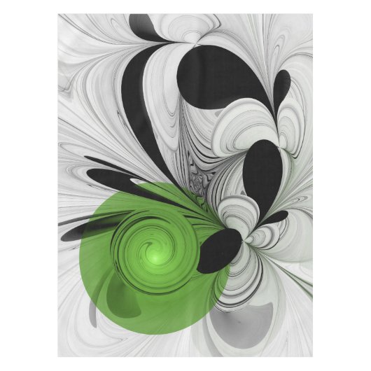 Nappe Noir Abstrait et blanc avec art fractal vert (Devant)