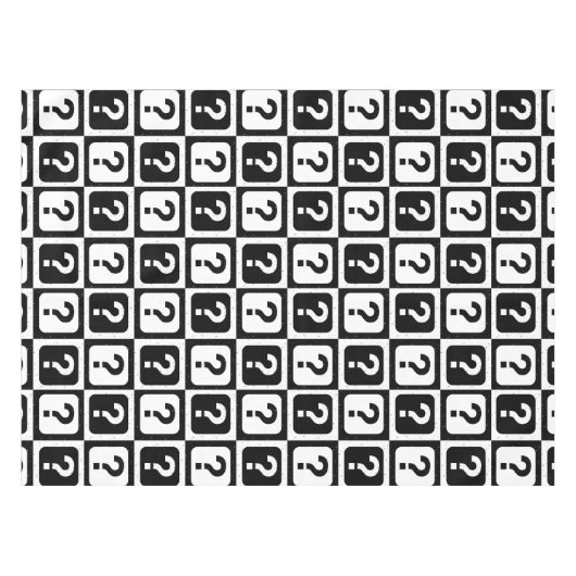 Nappe Noir blanc Question Mark Riddle Block Monogramme (Devant (Horizontal))