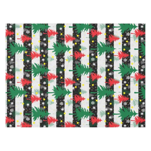 Nappe Noir Blanc Stripes Neiges Rouge Vert Arbres (Devant (Horizontal))