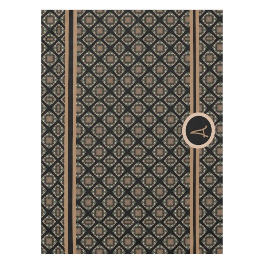Nappe Noir & Or Moderne Motif de Monogramme classique (Devant)