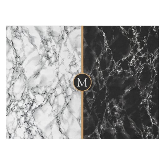 Nappe noire et blanche avec lettre personnalisée (Devant (Horizontal))