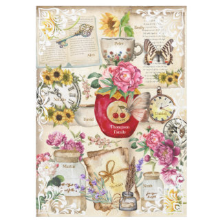 Nappe Nom de famille Cottagecore Vintage Collage rustiqu