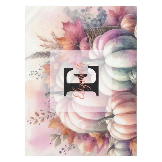 Nappe Nom du monogramme citrouilles automnaux dans paste (Devant)