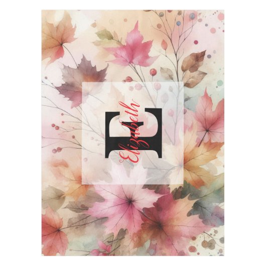 Nappe Nom du monogramme Feuilles d'automne dans l'aquare (Devant)