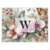 Nappe Nom du monogramme Fleurs tropicales Aquarelle feui (Devant (Horizontal))
