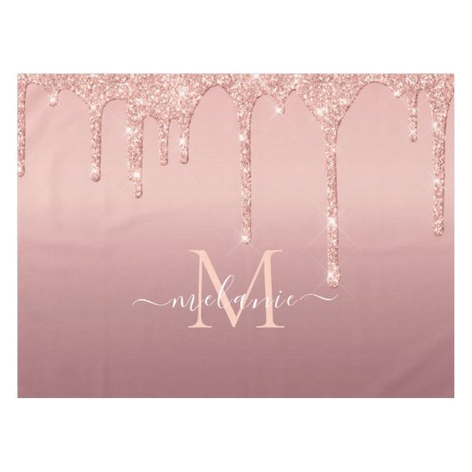 Nappe Nom du monogramme Rose Parties scintillant de bril (Devant (Horizontal))