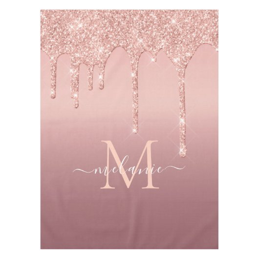 Nappe Nom du monogramme Rose texte Parties scintillant d (Devant)