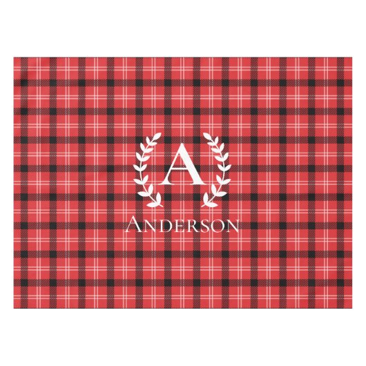 Nappe Nom personnalisé Noël rouge et noir plaid (Devant (Horizontal))
