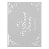 Nappe Nom personnalisé tissu de table gris et blanc (Devant)