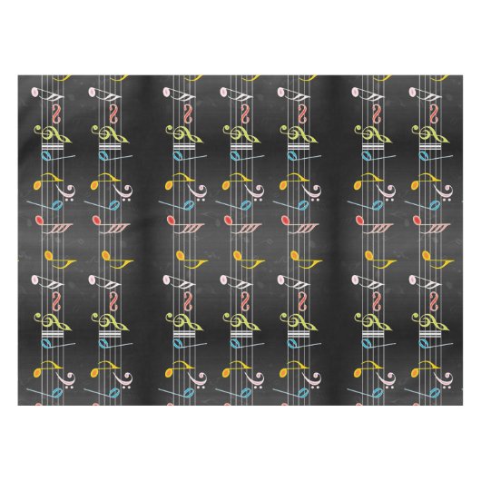 Nappe Notes ouvrières de musique sur le noir (Devant (Horizontal))