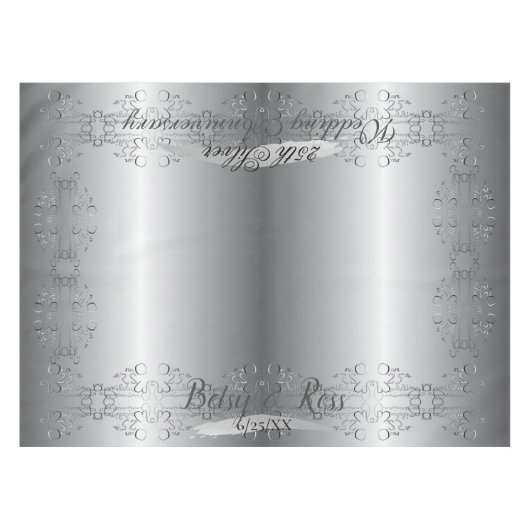 Nappe "Notre 25e anniversaire Mariage" Silvery écrit à l (Devant (Horizontal))