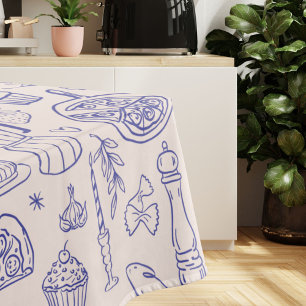Nappe Nourriture italienne et fleurs dessinées à la main