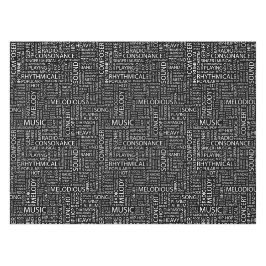 Nappe Nuage de mot de motif de MUSIQUE (Devant (Horizontal))