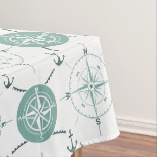 Nappe Océan nautique de blanc de vert de mer de boussol