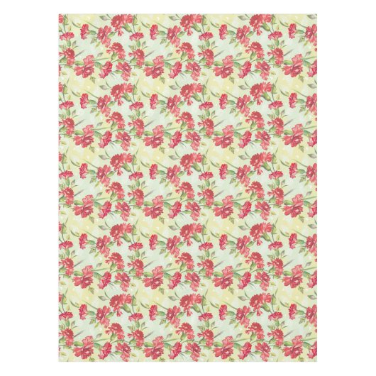 Nappe Oeillets rouges sur le vert avec des papillons (Devant)