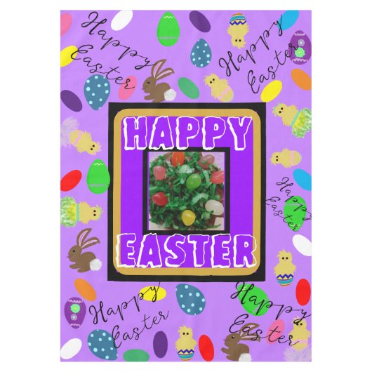 Nappe Oeufs de poussins de lapin de Pâques violet rouge  (Devant)