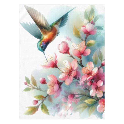 Nappe OEuvre florale/printanière de colibri (Devant)