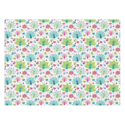 Nappe oiseau et hibou de paon (Devant (Horizontal))