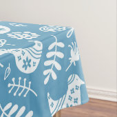 Nappe Oiseaux blancs et fleurs en bleu (In Situ)