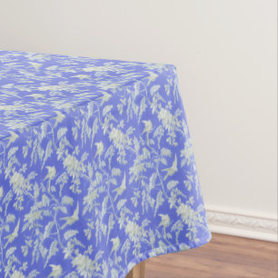 Nappe Oiseaux blancs et fleurs en bleu