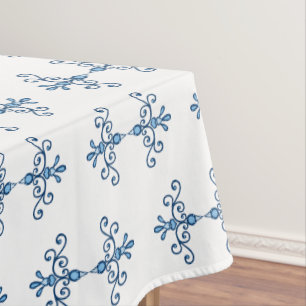 Nappe Oiseaux bleus croustillants sur motif diamant blan