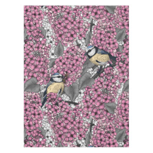Nappe Oiseaux dans le jardin lilas rose
