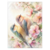 Nappe Oiseaux de l'amour doux pastel de printemps Fleurs (Devant)
